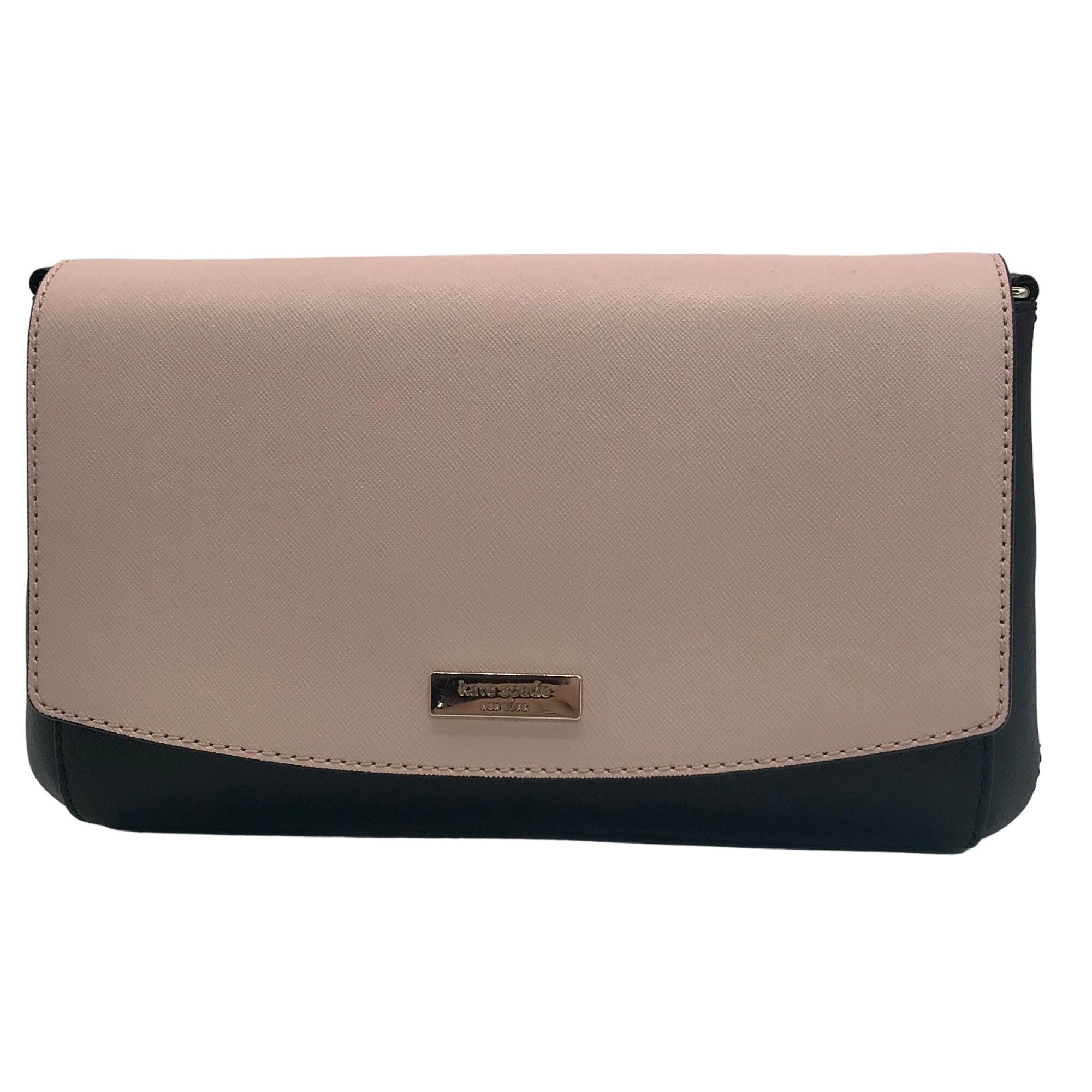 Kate Spade Laurel Way Black &amp; Blush Pink Saffiano Leather Greer Shoulder Bag