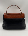 Iveys Black Leather & Brown Satchel Bag