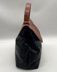 Iveys Black Leather & Brown Satchel Bag