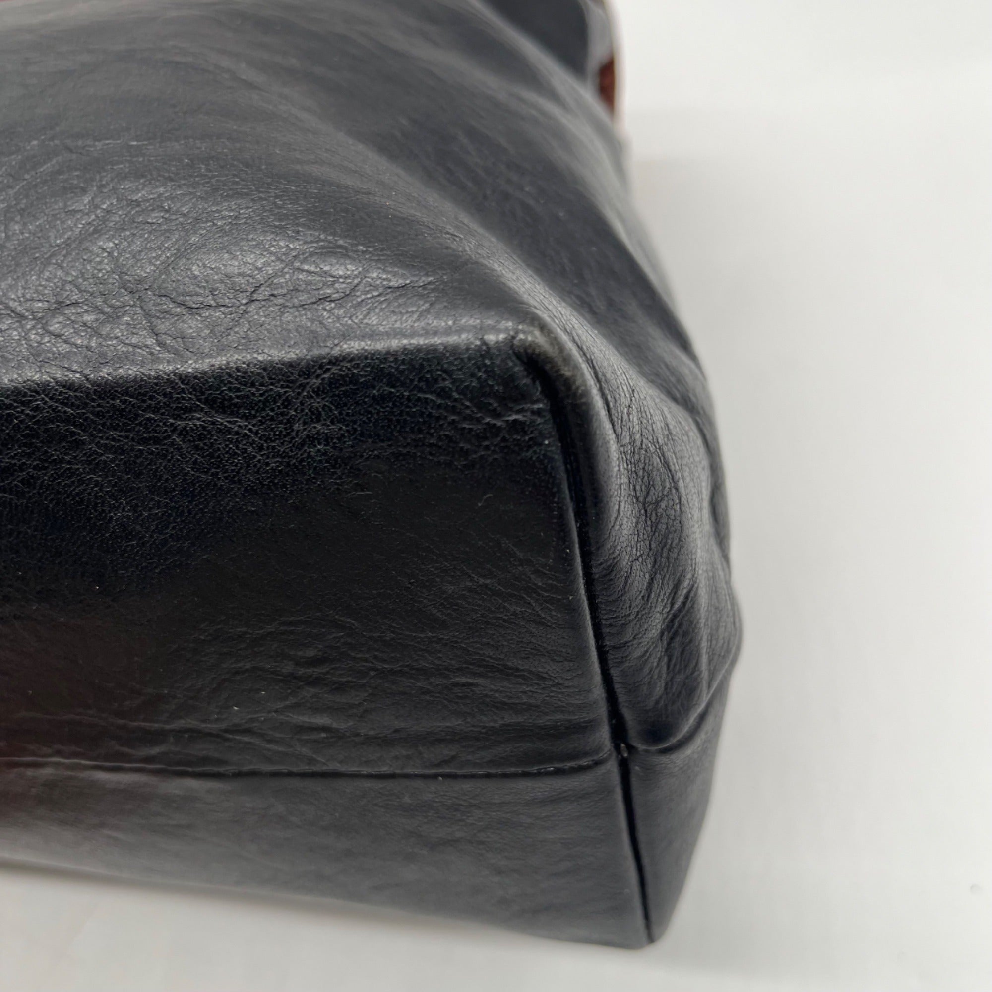 Iveys Black Leather &amp; Brown Satchel Bag