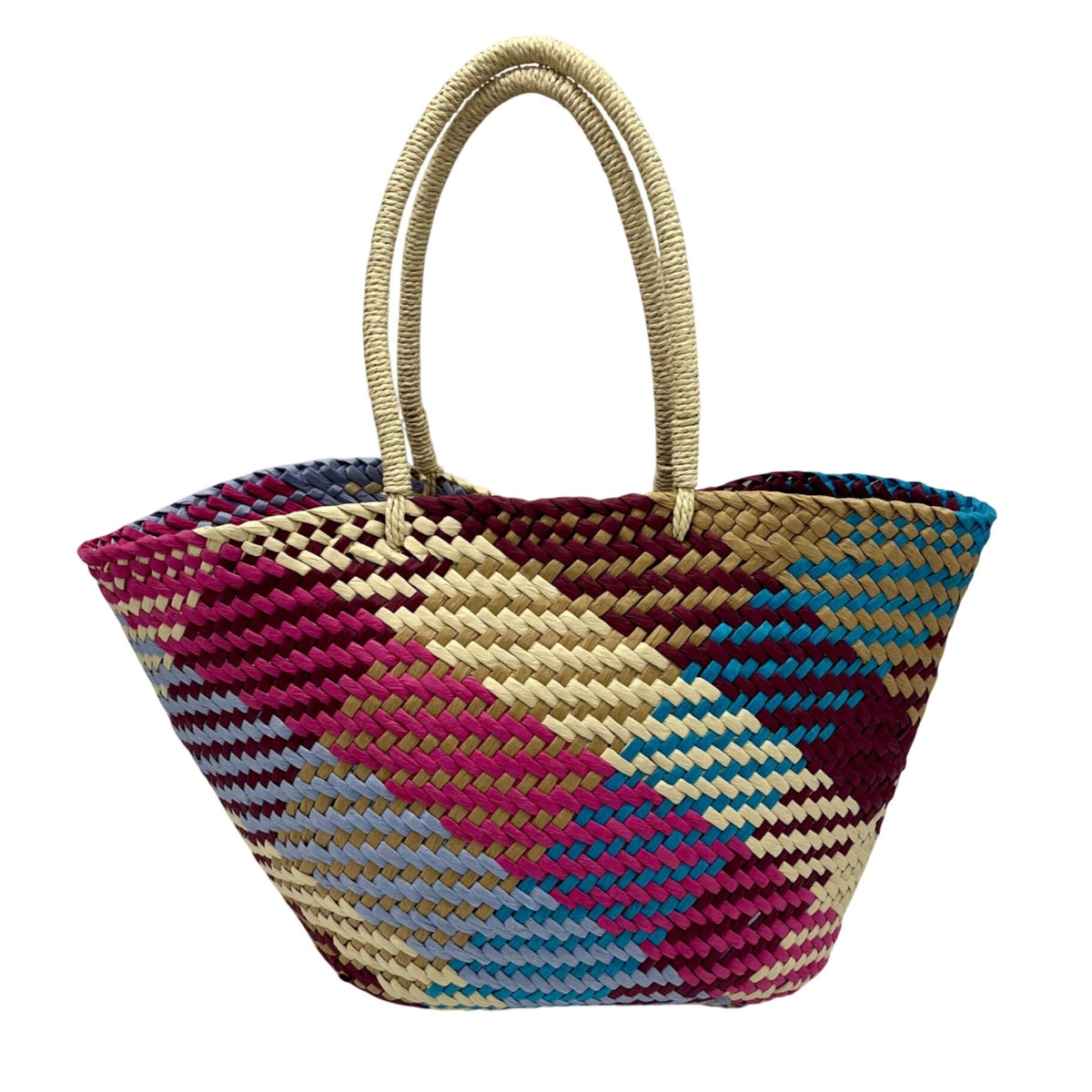 Aqua Jada Multicolored Straw Large Tote