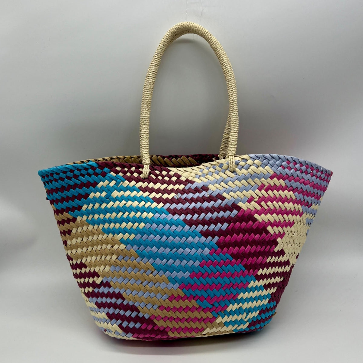 Aqua Jada Multicolored Straw Large Tote