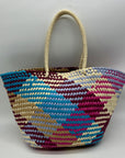 Aqua Jada Multicolored Straw Large Tote
