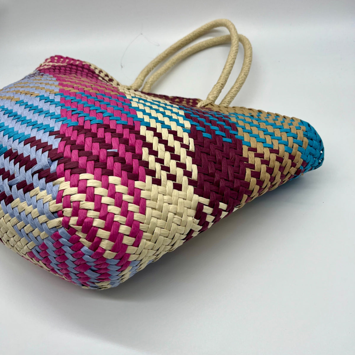 Aqua Jada Multicolored Straw Large Tote