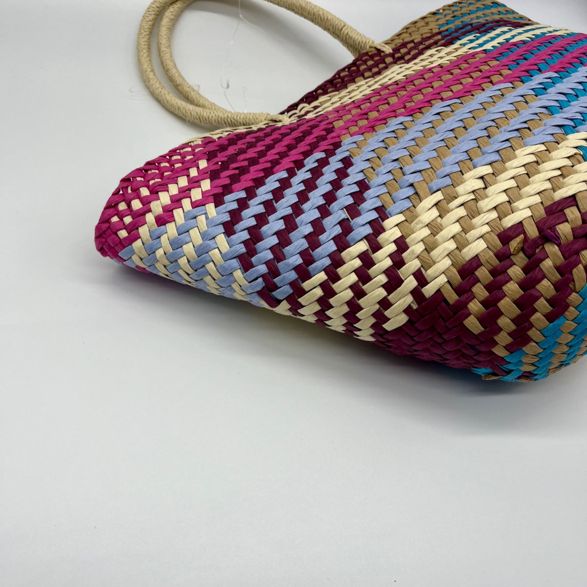 Aqua Jada Multicolored Straw Large Tote