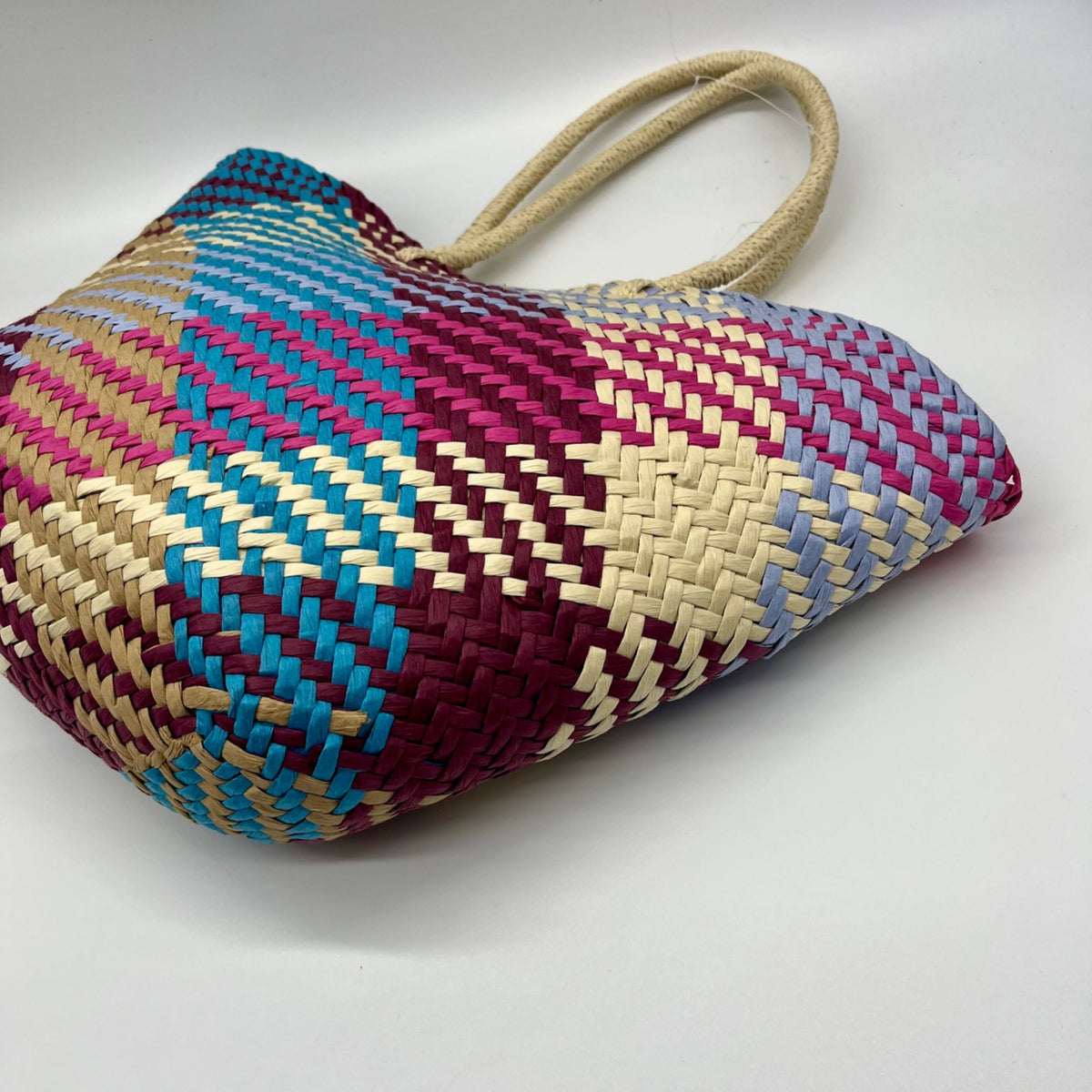 Aqua Jada Multicolored Straw Large Tote