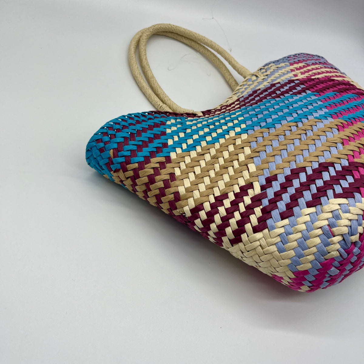 Aqua Jada Multicolored Straw Large Tote
