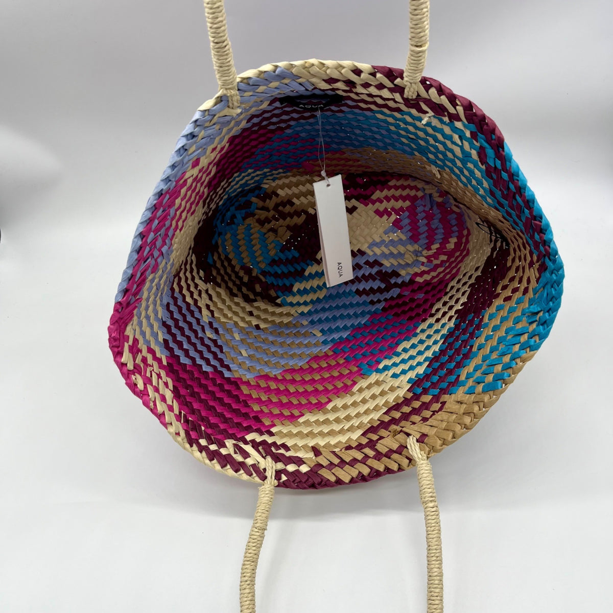 Aqua Jada Multicolored Straw Large Tote