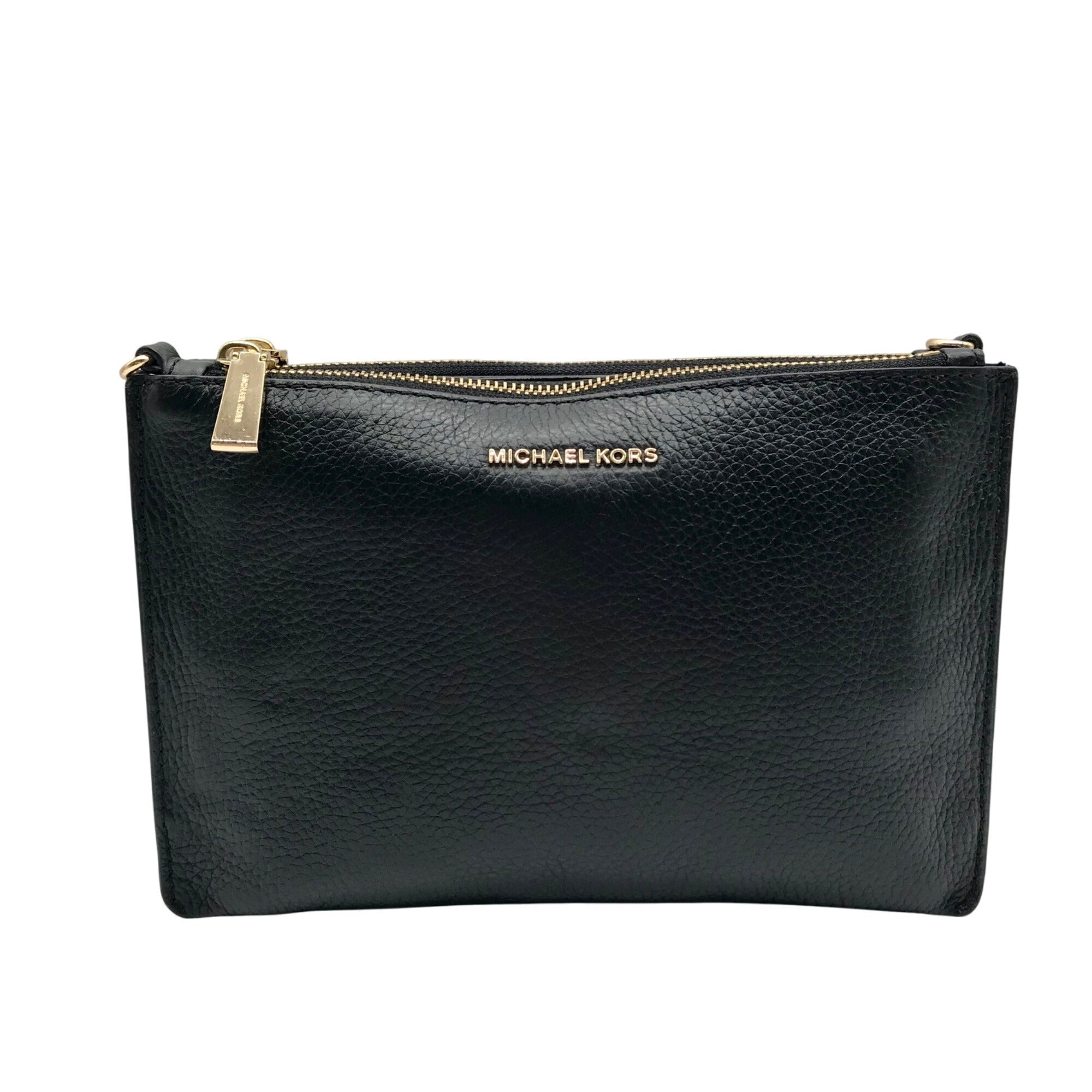 Michael Kors Black Pebbled Leather Triple Compartment Crossbody Bag