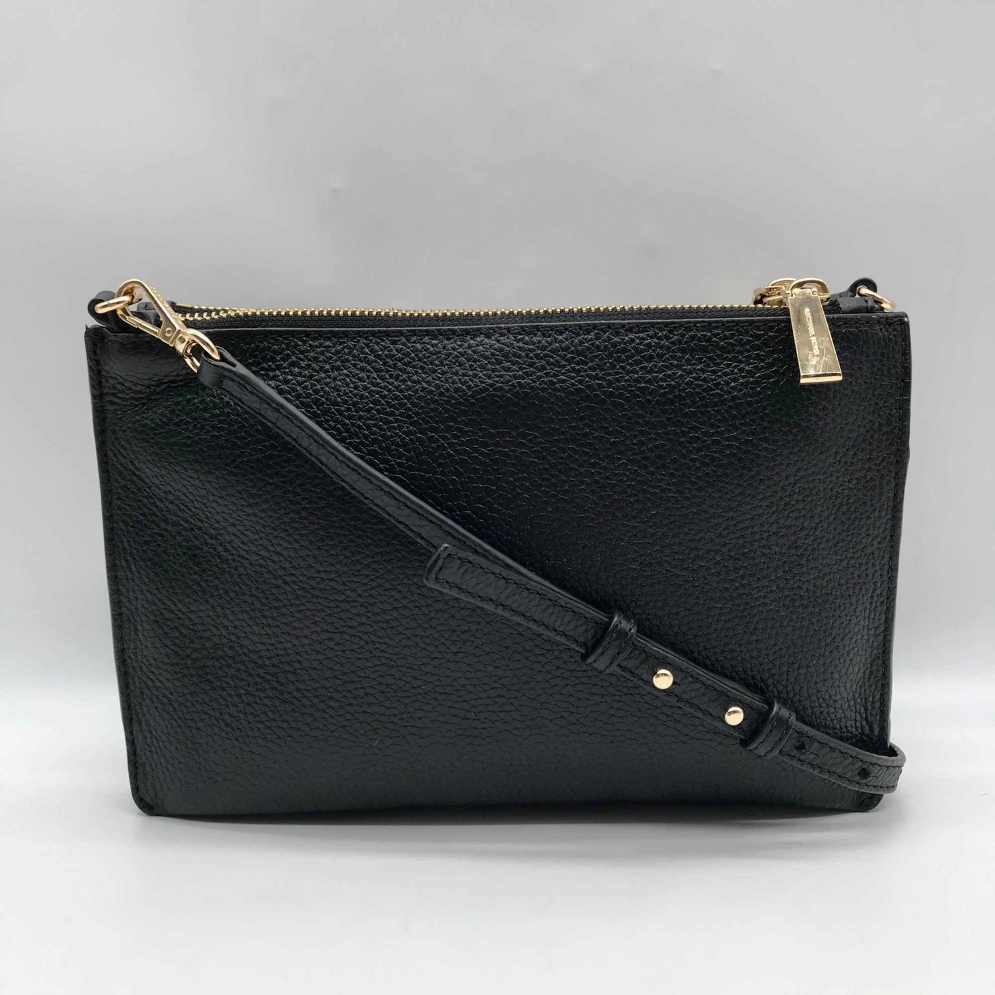 Michael Kors Black Pebbled Leather Triple Compartment Crossbody Bag