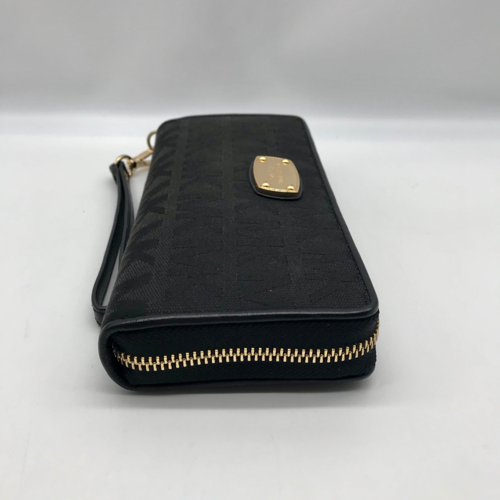 Michael Kors Black Monogram Canvas Jet Set Travel Continental Wallet