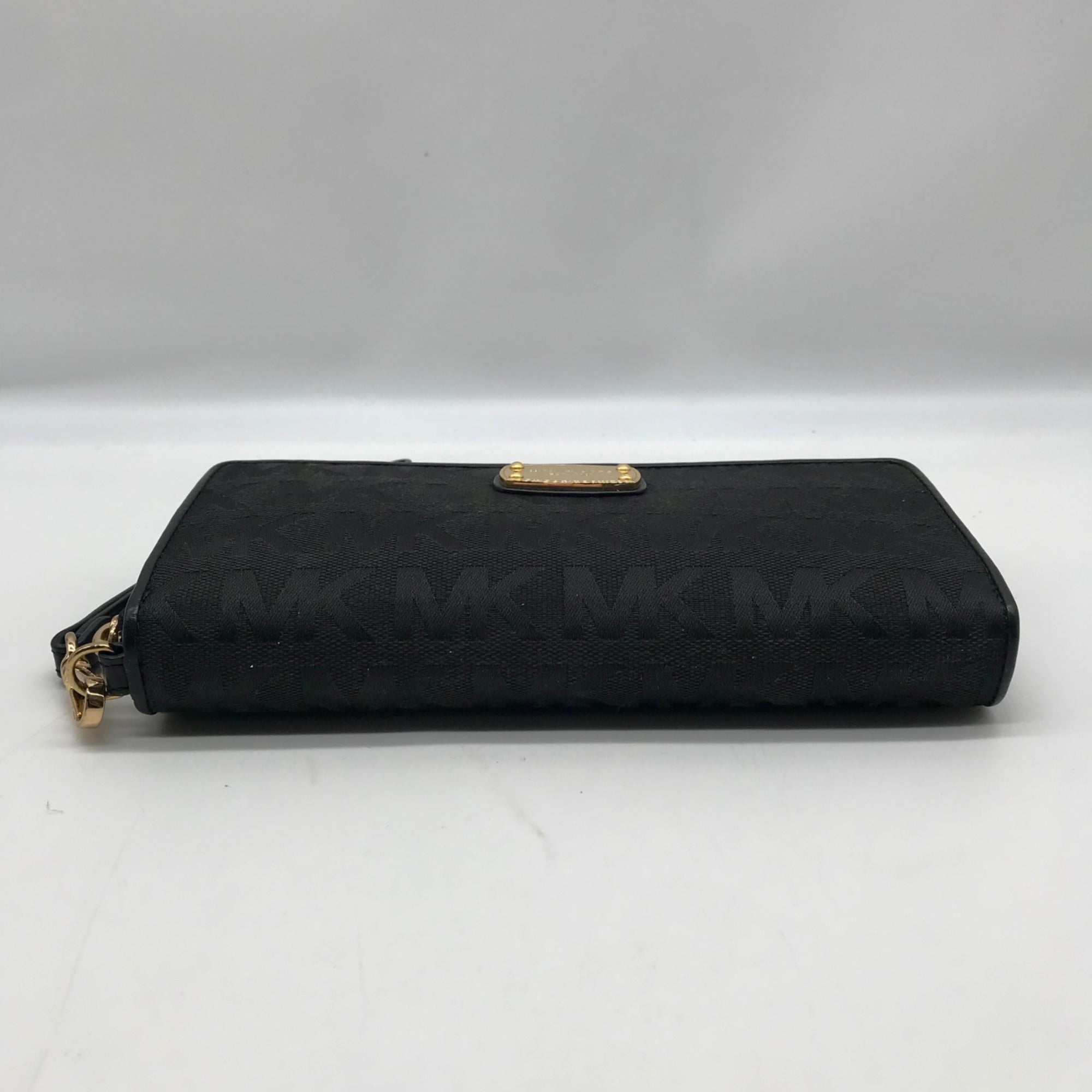 Michael Kors Black Monogram Canvas Jet Set Travel Continental Wallet