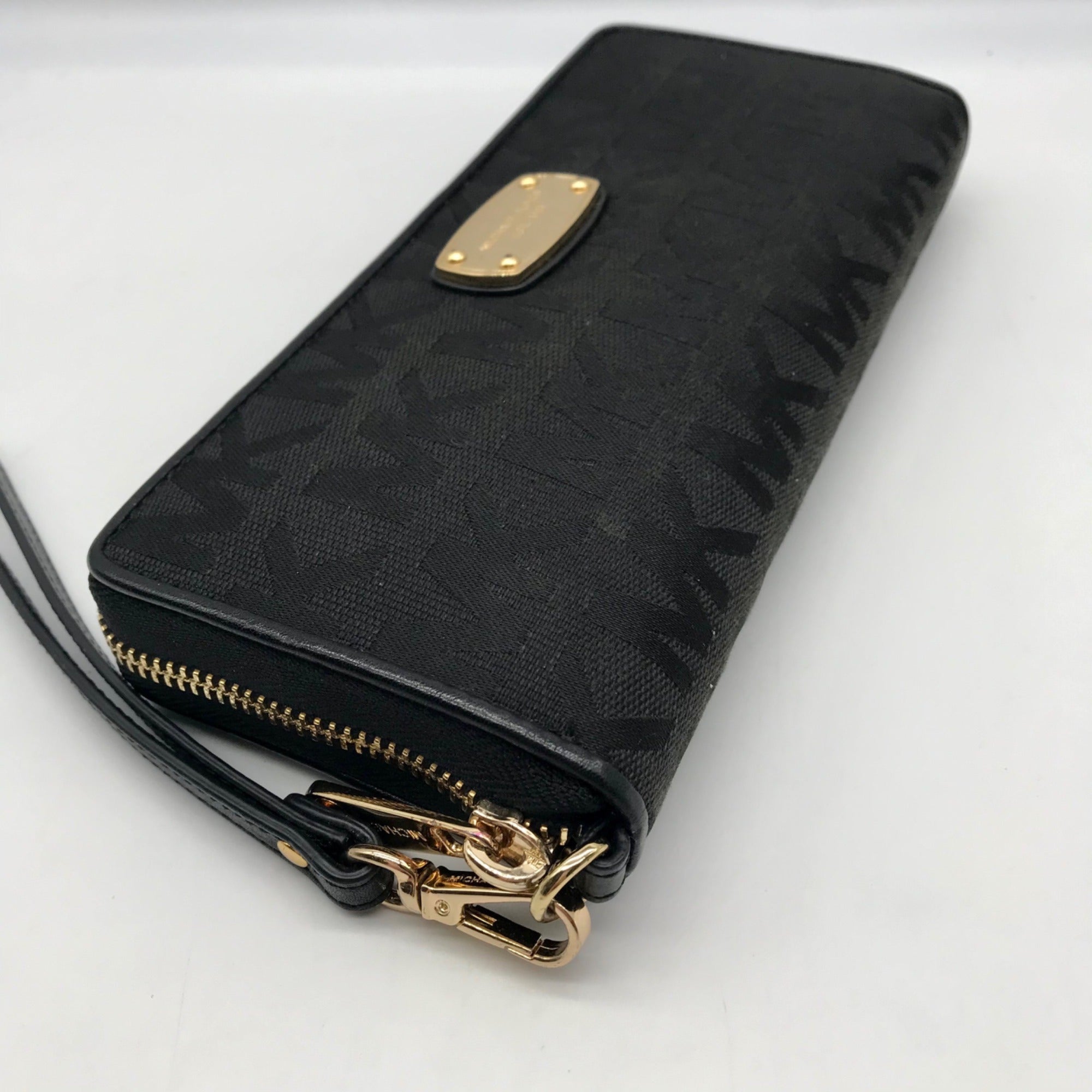 Michael Kors Black Monogram Canvas Jet Set Travel Continental Wallet