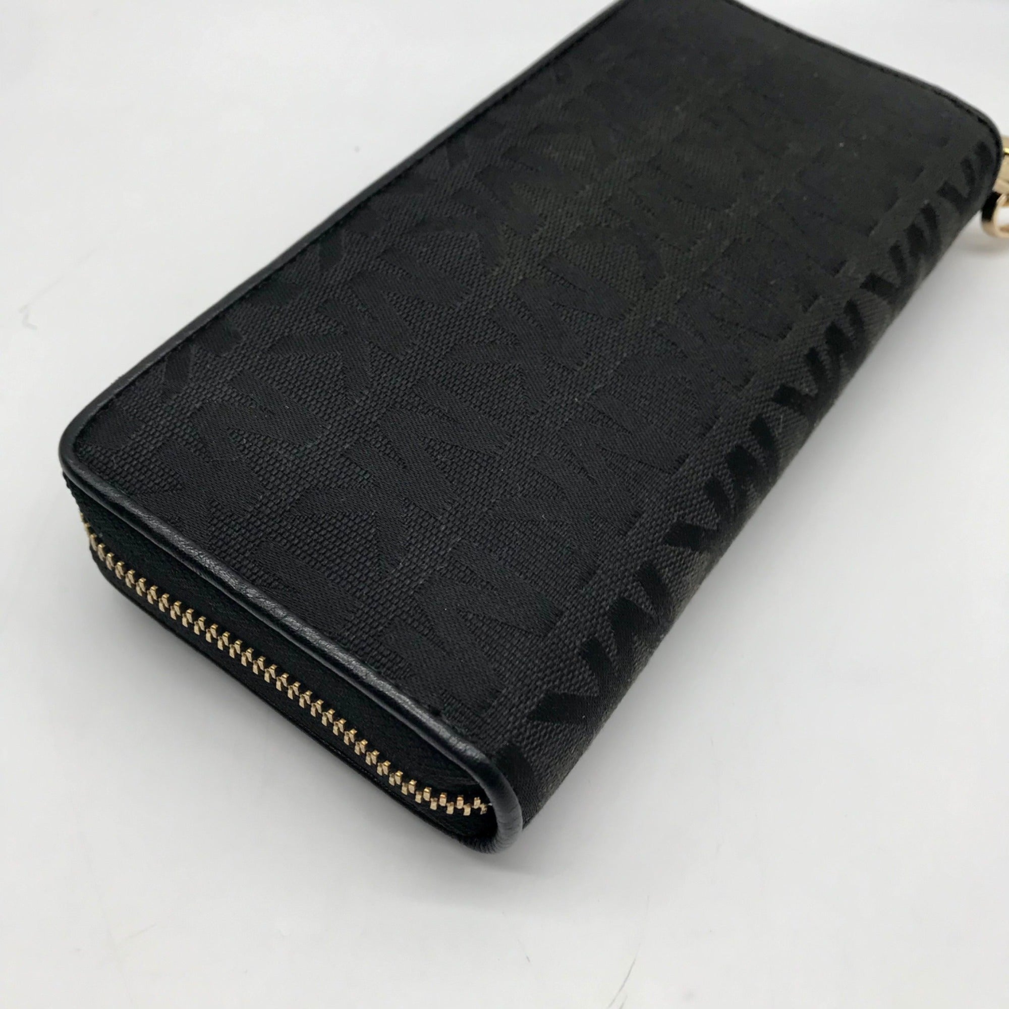 Michael Kors Black Monogram Canvas Jet Set Travel Continental Wallet