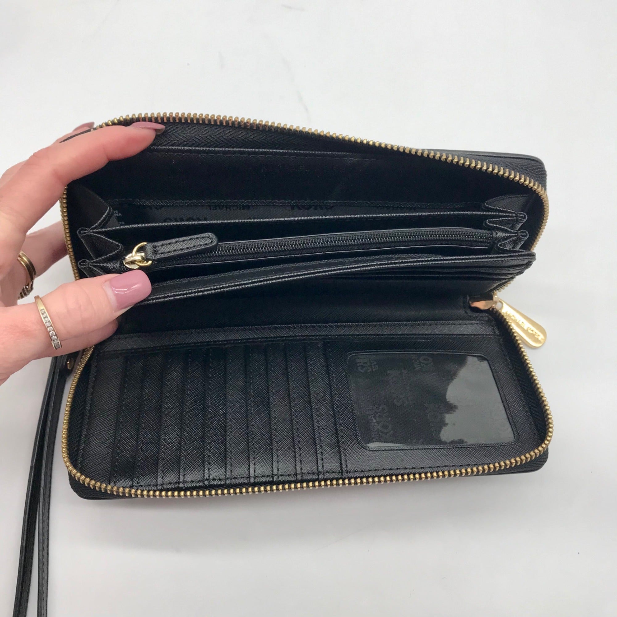 Michael Kors Black Monogram Canvas Jet Set Travel Continental Wallet