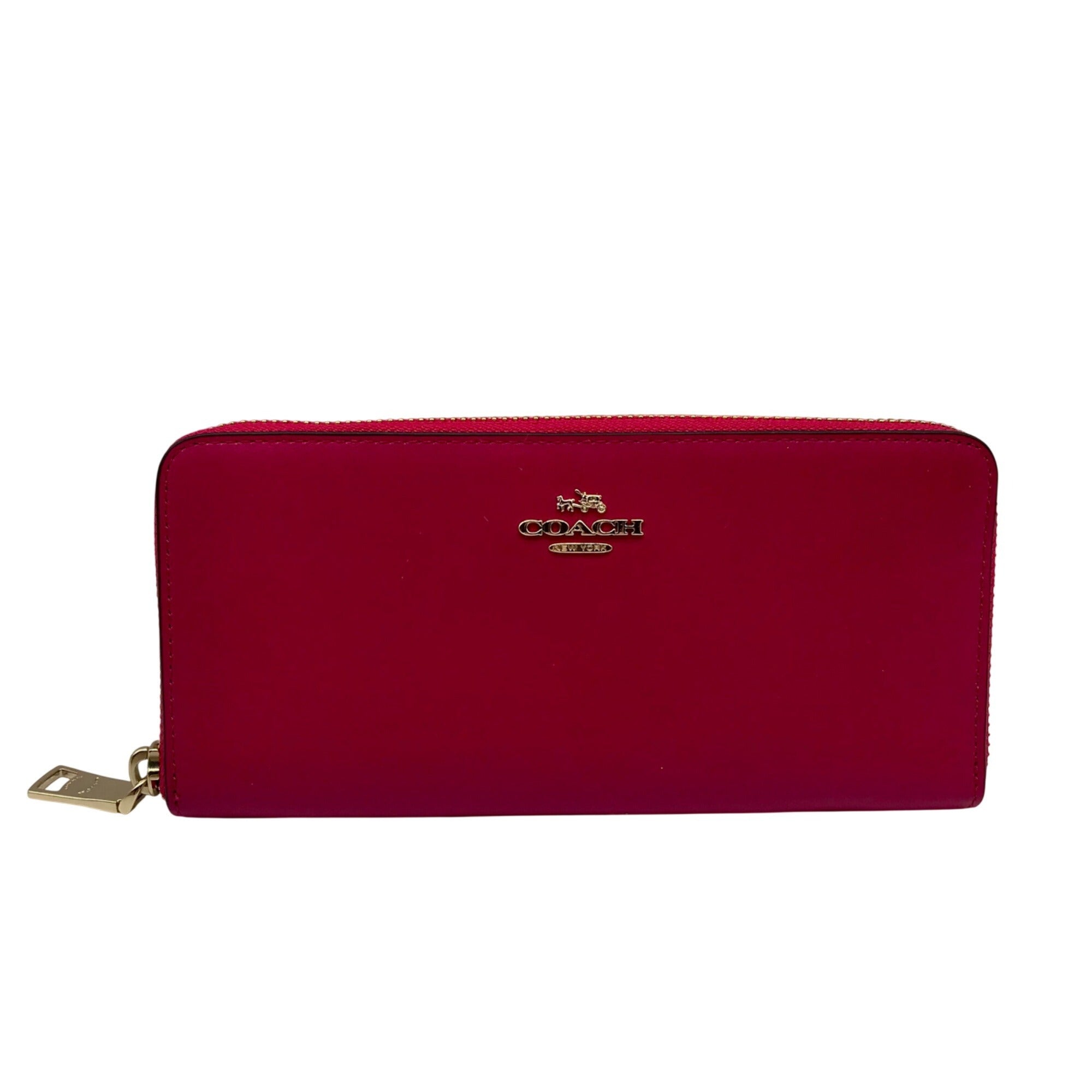 Coach Pink Leather Accordion Zip Wallet