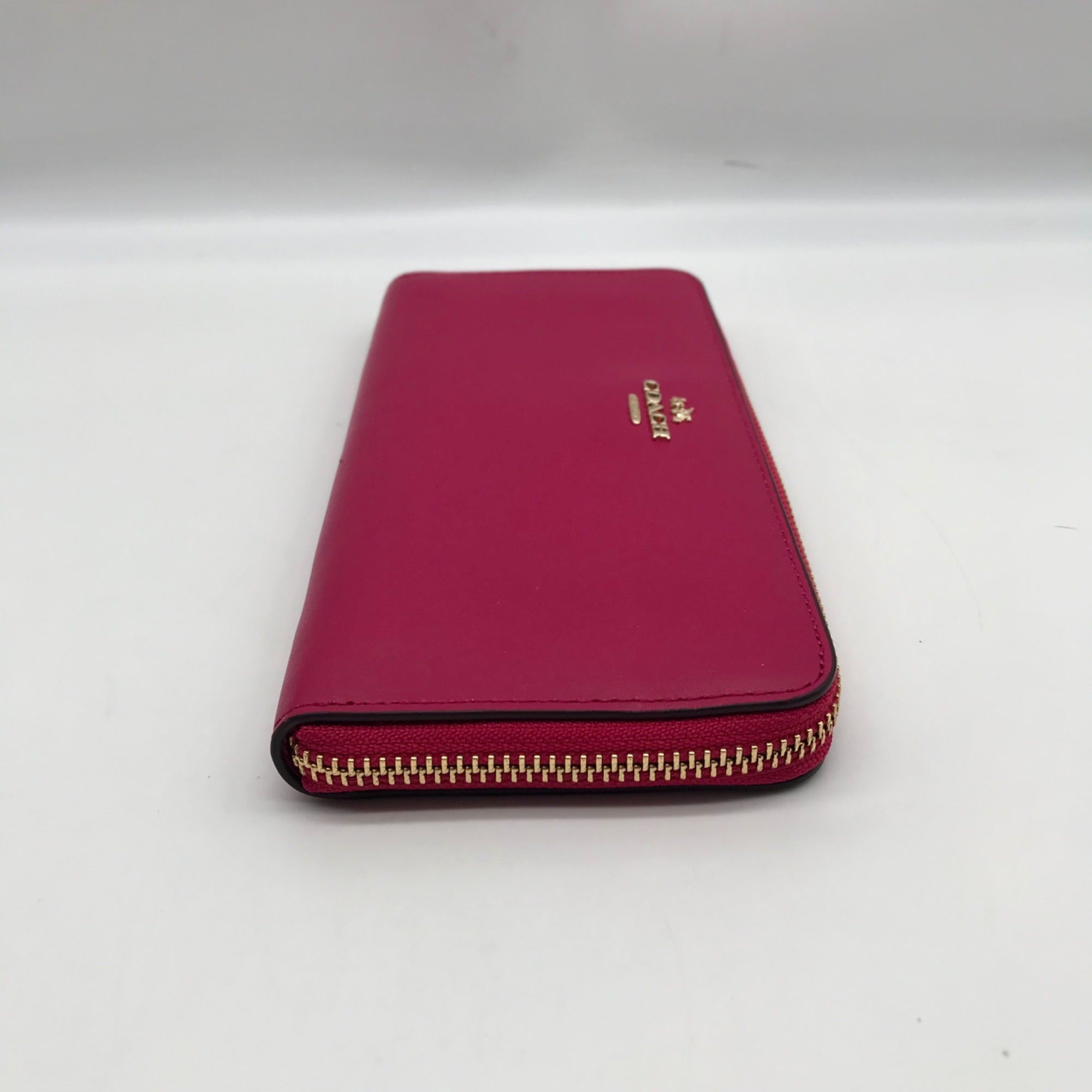 Coach Pink Leather Accordion Zip Wallet