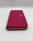Coach Pink Leather Accordion Zip Wallet