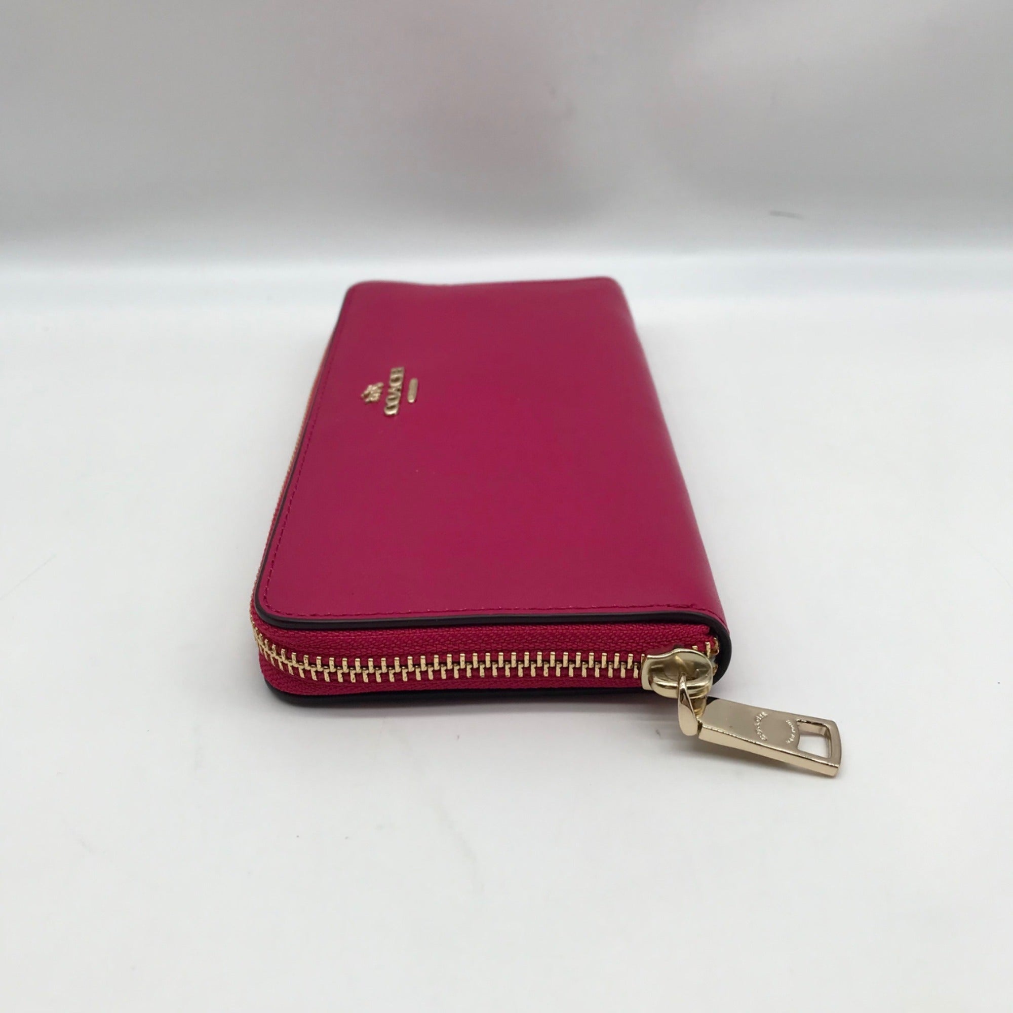 Coach Pink Leather Accordion Zip Wallet