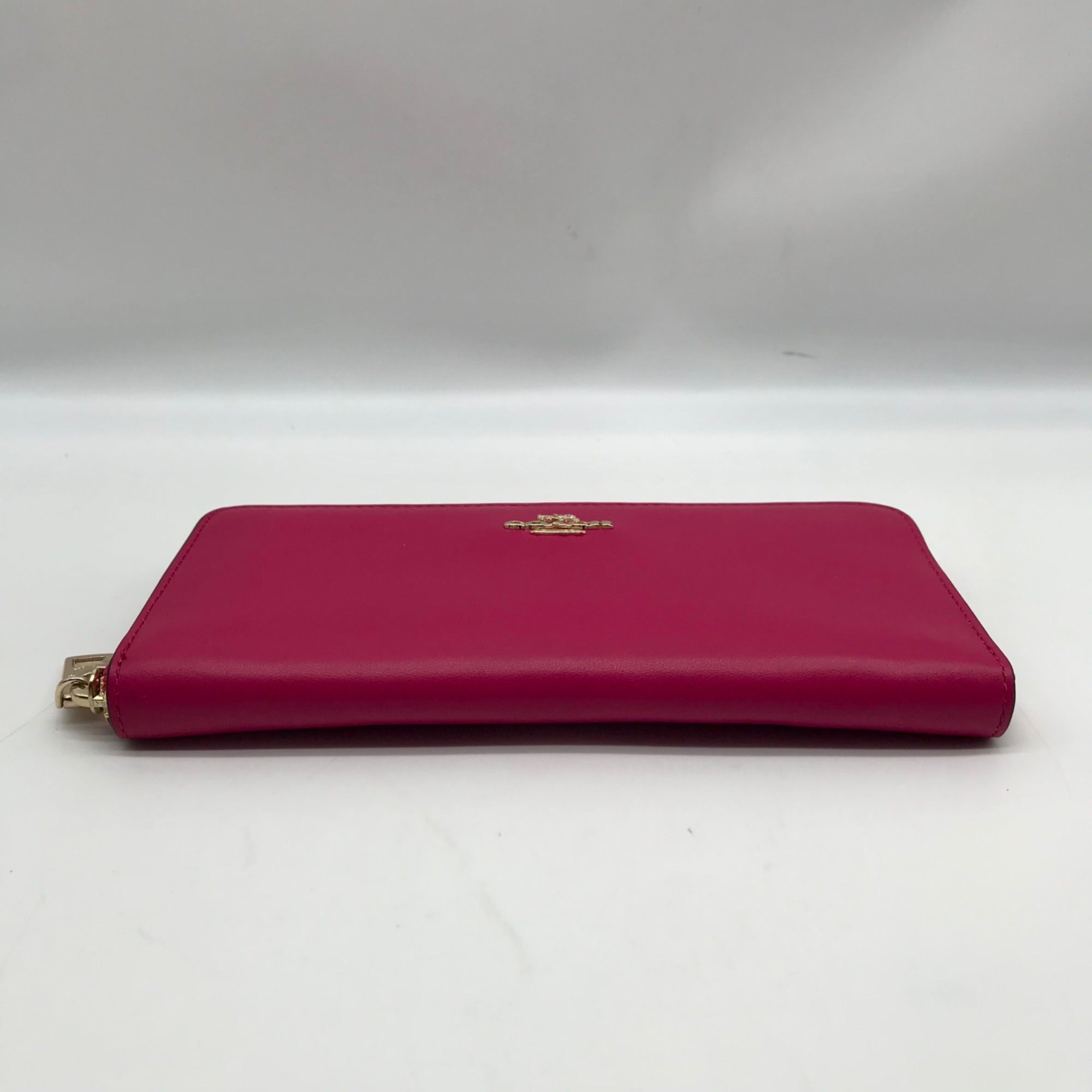 Coach Pink Leather Accordion Zip Wallet