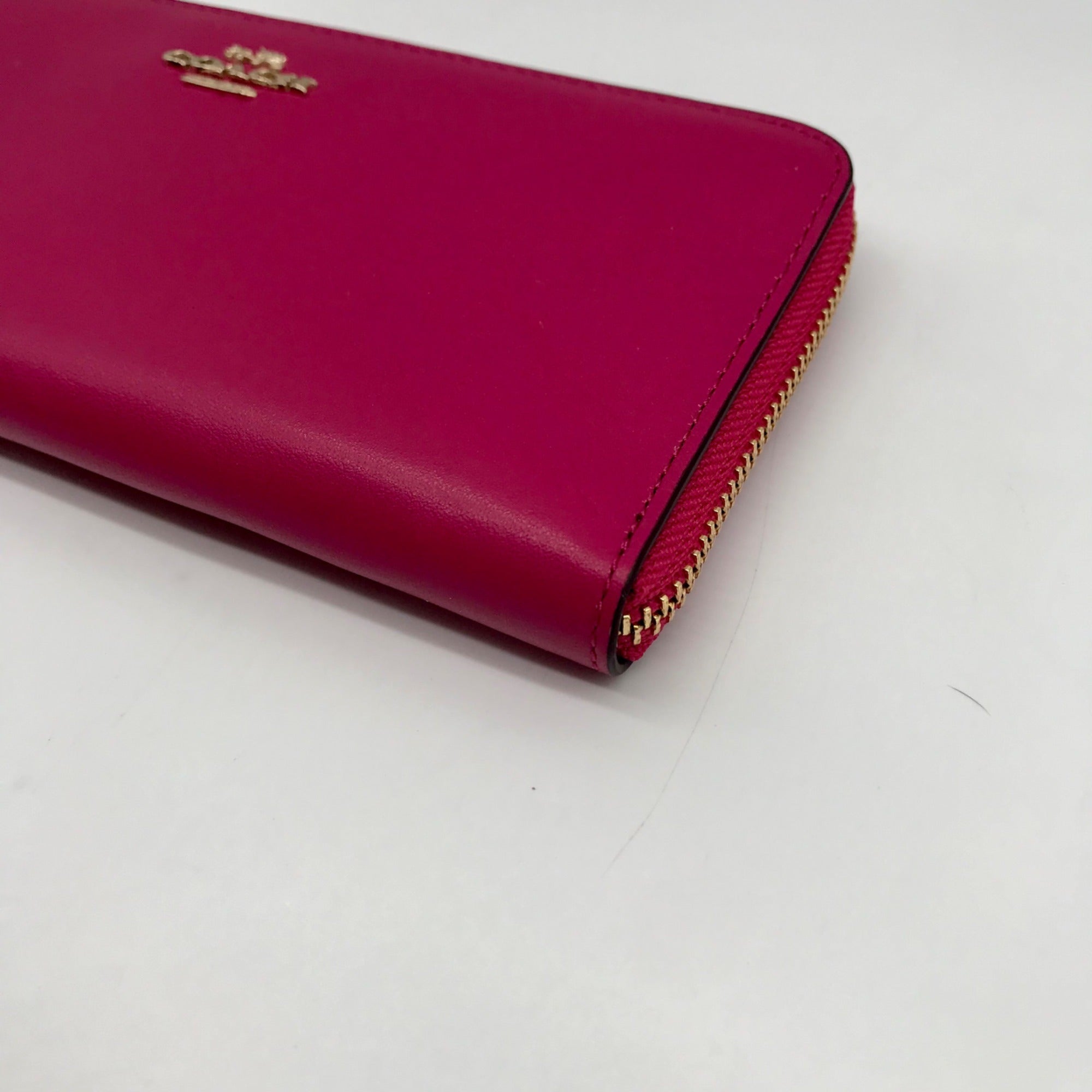Coach Pink Leather Accordion Zip Wallet