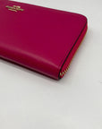 Coach Pink Leather Accordion Zip Wallet