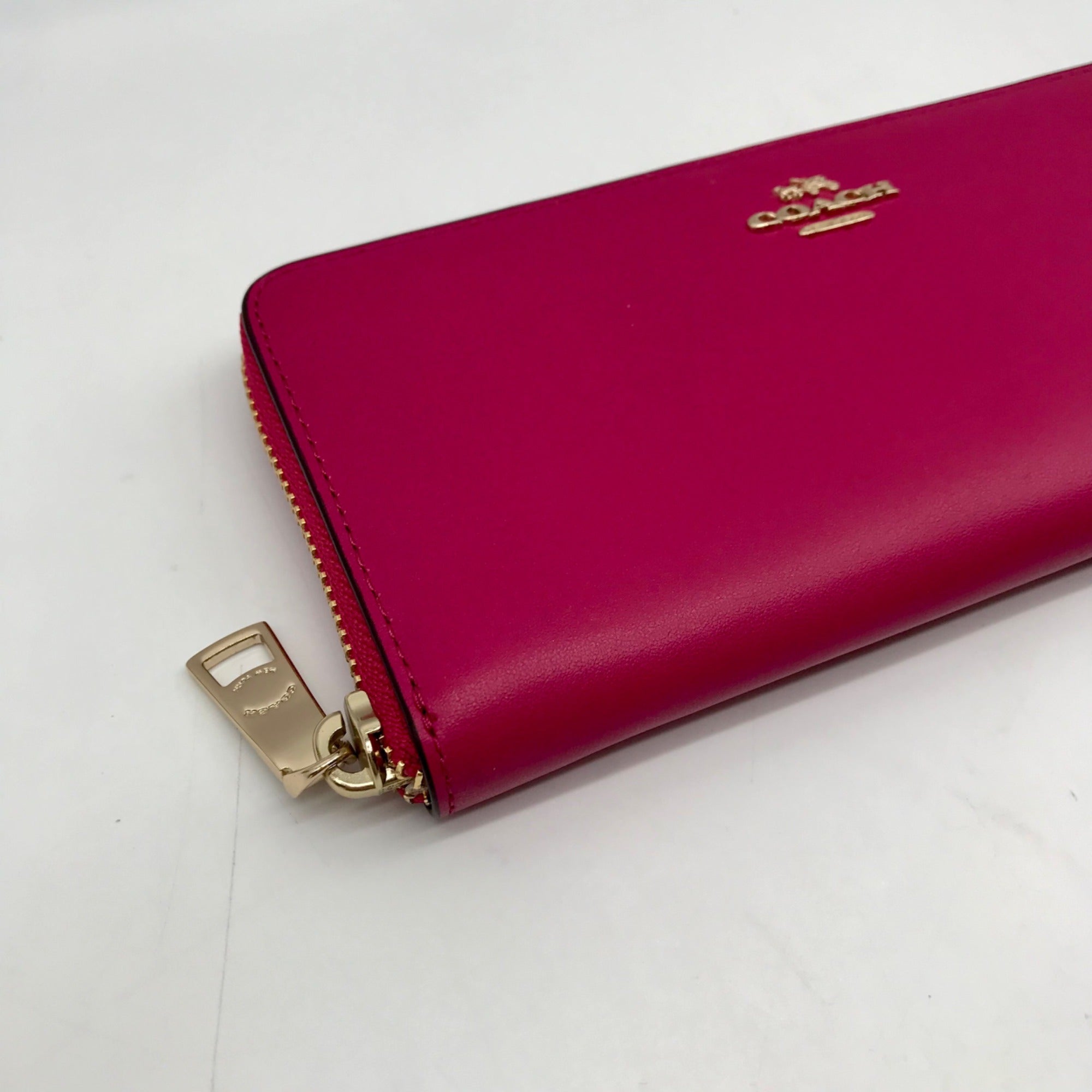 Coach Pink Leather Accordion Zip Wallet