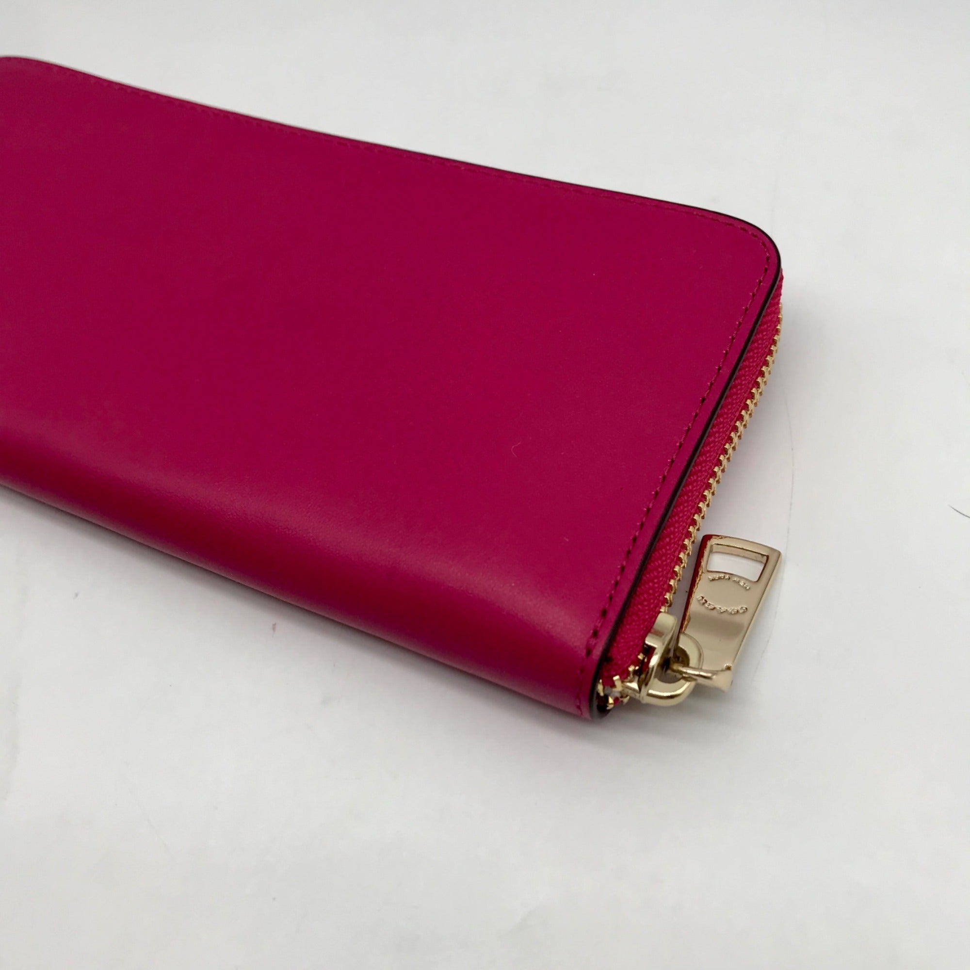 Coach Pink Leather Accordion Zip Wallet
