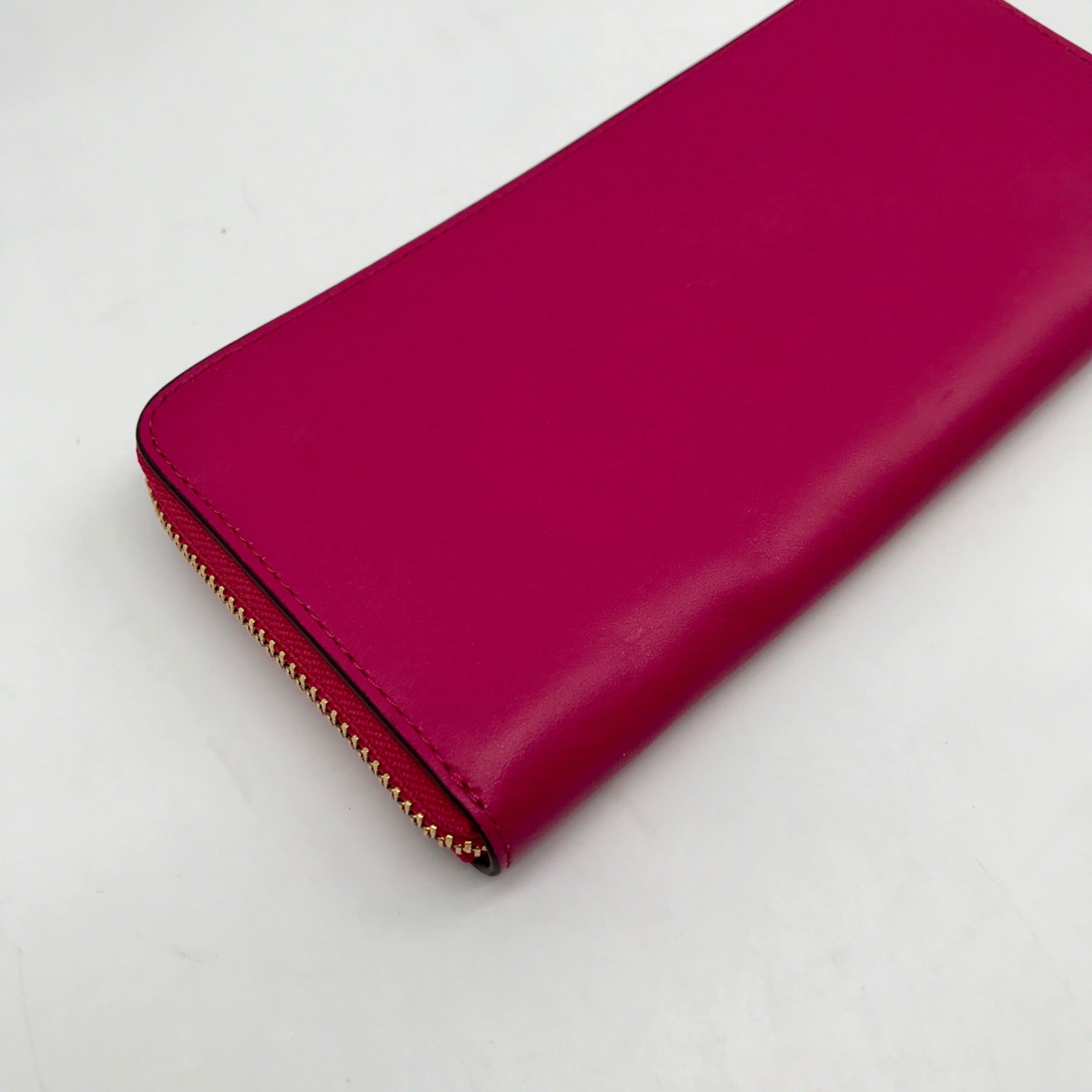 Coach Pink Leather Accordion Zip Wallet