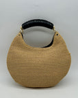 International Concepts Tan Woven Straw Studded Handbag