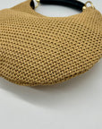 International Concepts Tan Woven Straw Studded Handbag