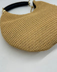 International Concepts Tan Woven Straw Studded Handbag