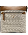 Michael Kors Vanilla And Acorn Coated Canvas Jet Set Charm North South Crossbody Bag