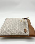 Michael Kors Vanilla And Acorn Coated Canvas Jet Set Charm North South Crossbody Bag