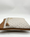 Michael Kors Vanilla And Acorn Coated Canvas Jet Set Charm North South Crossbody Bag