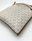 Michael Kors Vanilla And Acorn Coated Canvas Jet Set Charm North South Crossbody Bag