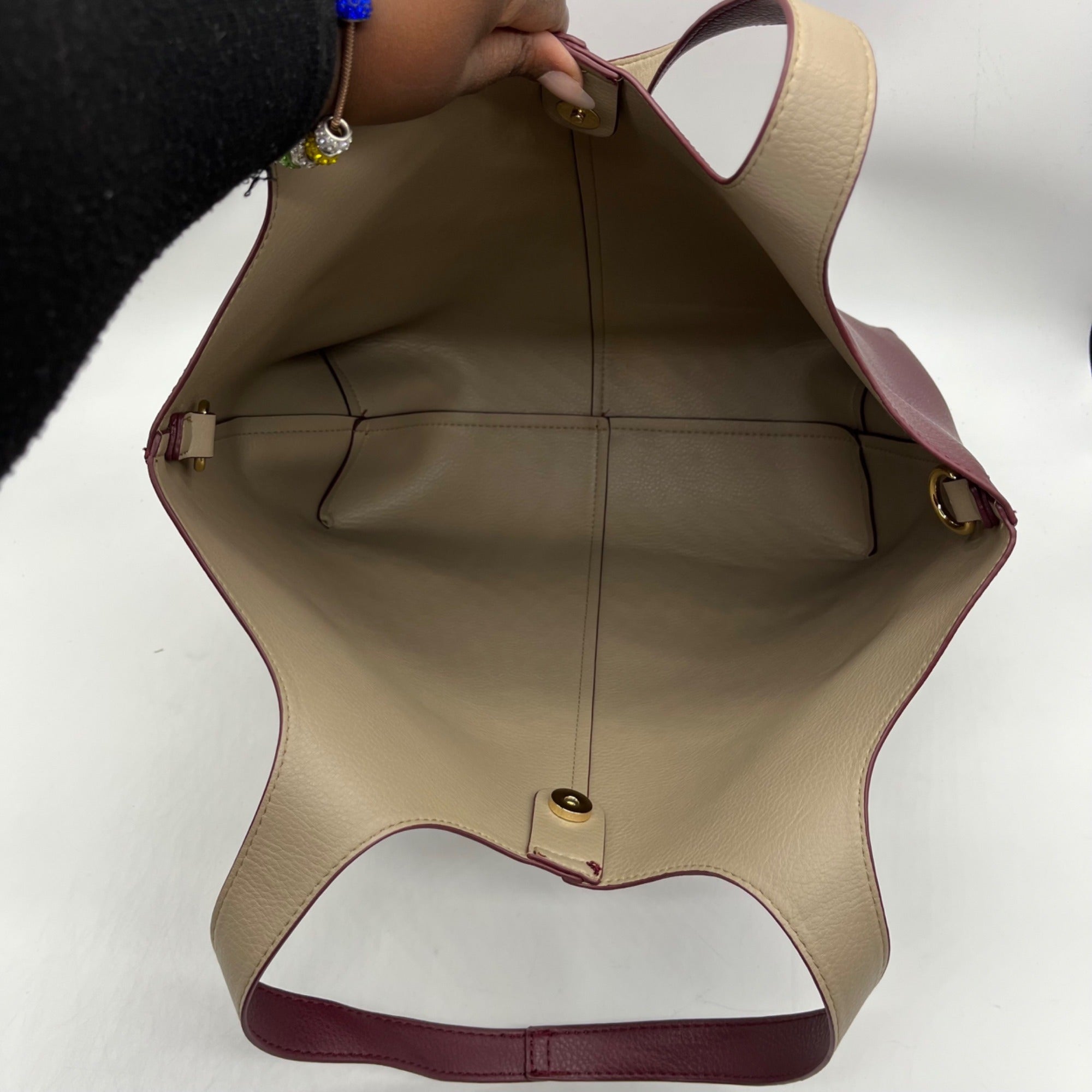 Madison West Elle Burgandy Leather Tote Bag