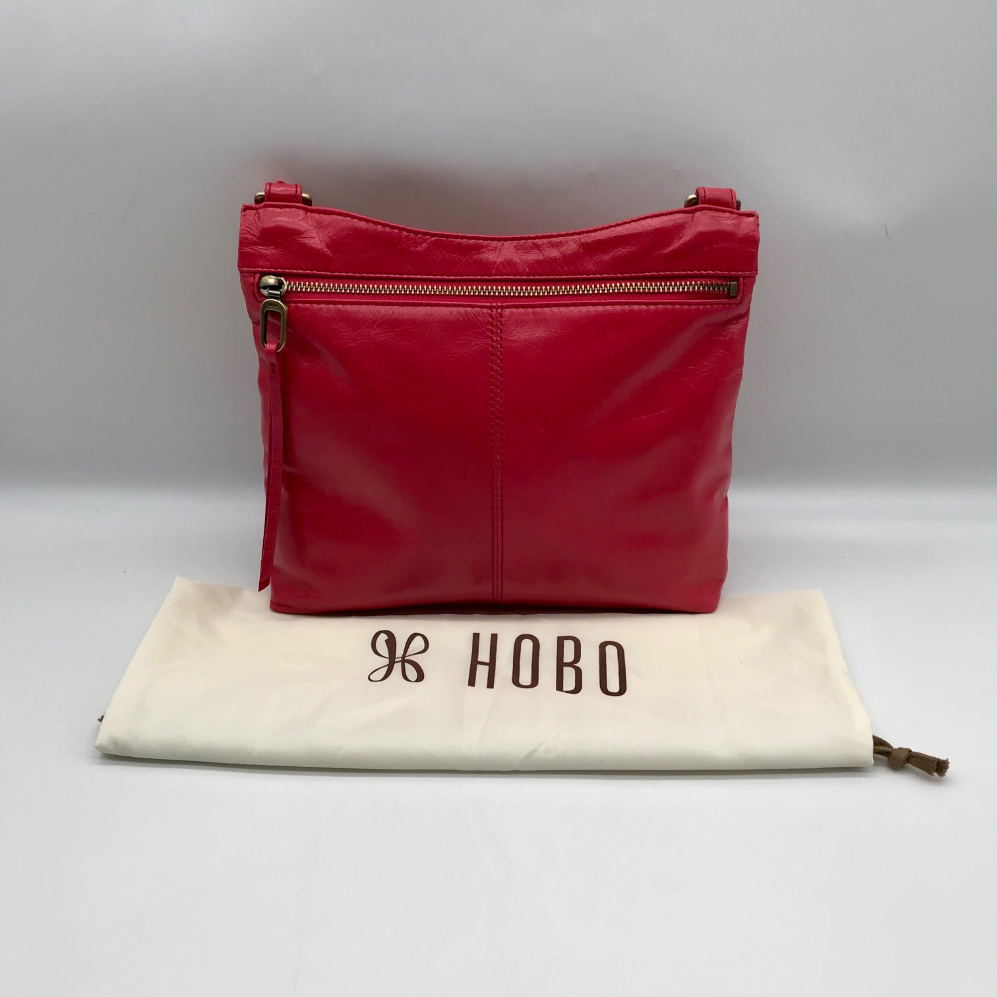 Hobo Red Genuine Leather Flat Crossbody Bag