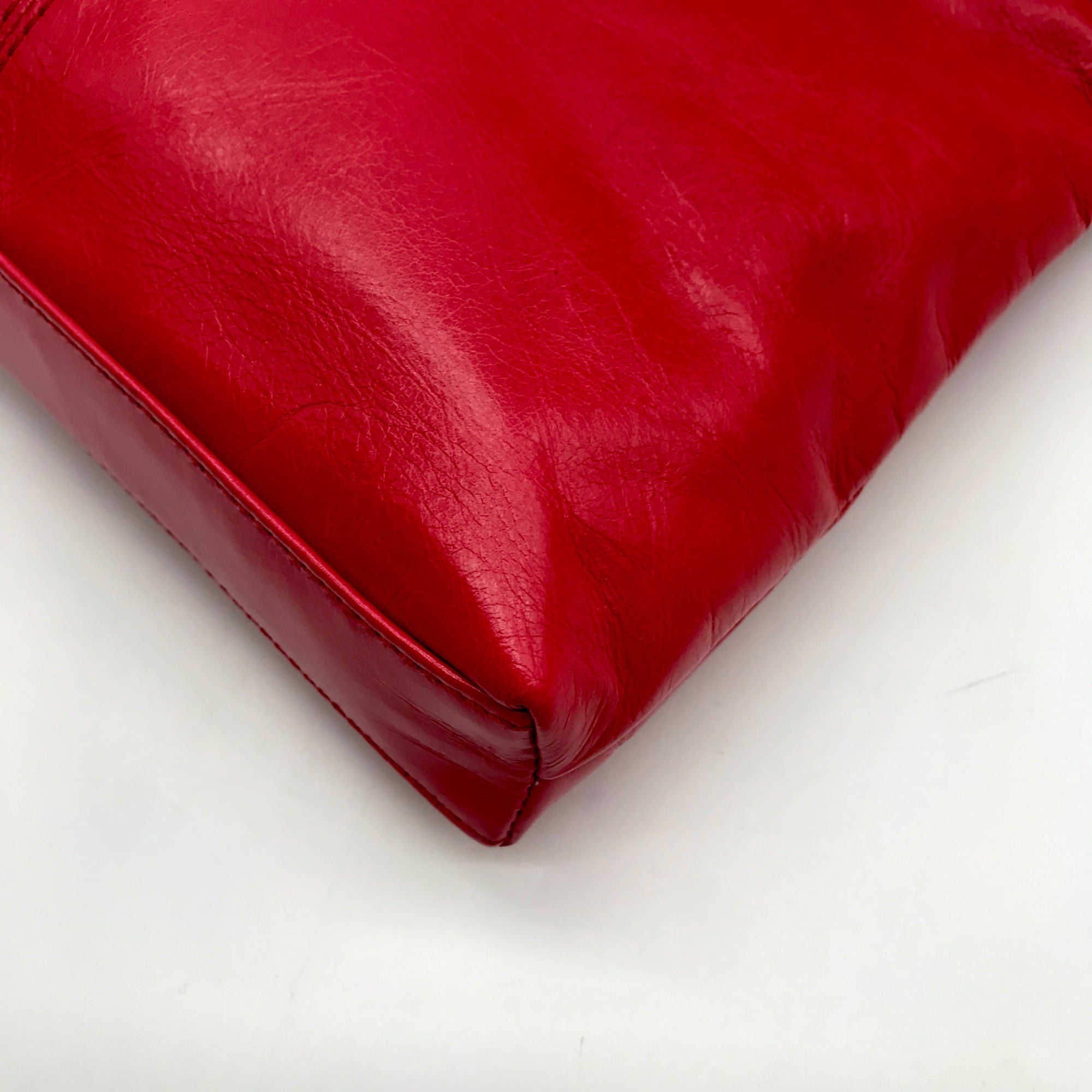 Hobo Red Genuine Leather Flat Crossbody Bag