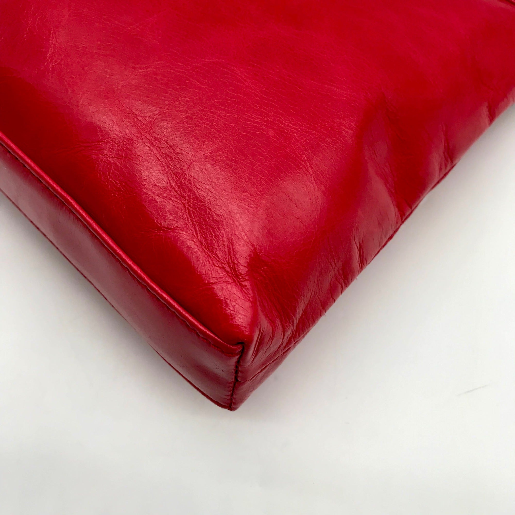 Hobo Red Genuine Leather Flat Crossbody Bag
