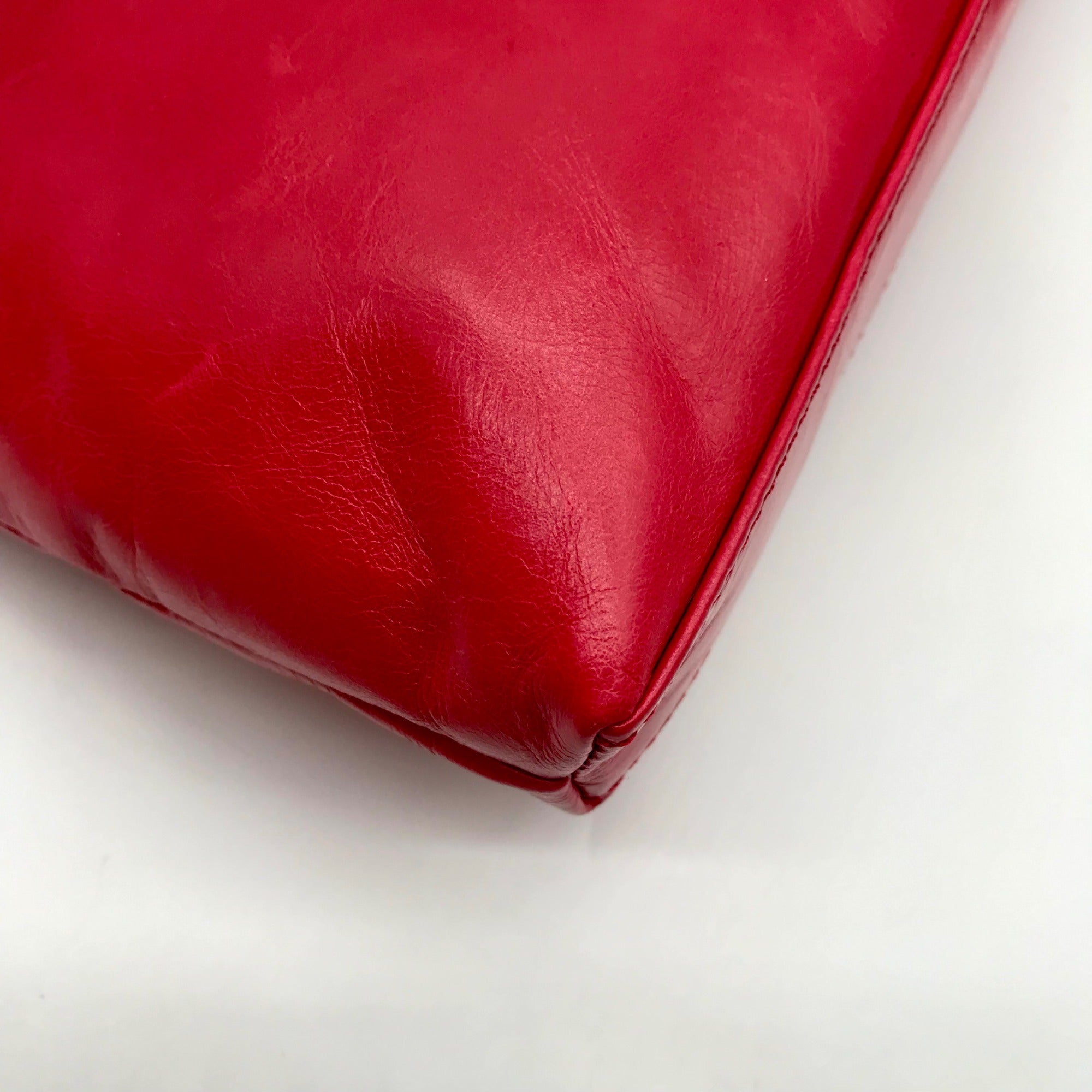 Hobo Red Genuine Leather Flat Crossbody Bag