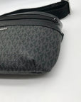 Michael Kors Black Coated Canvas & Leather Monogram Fanny Pack