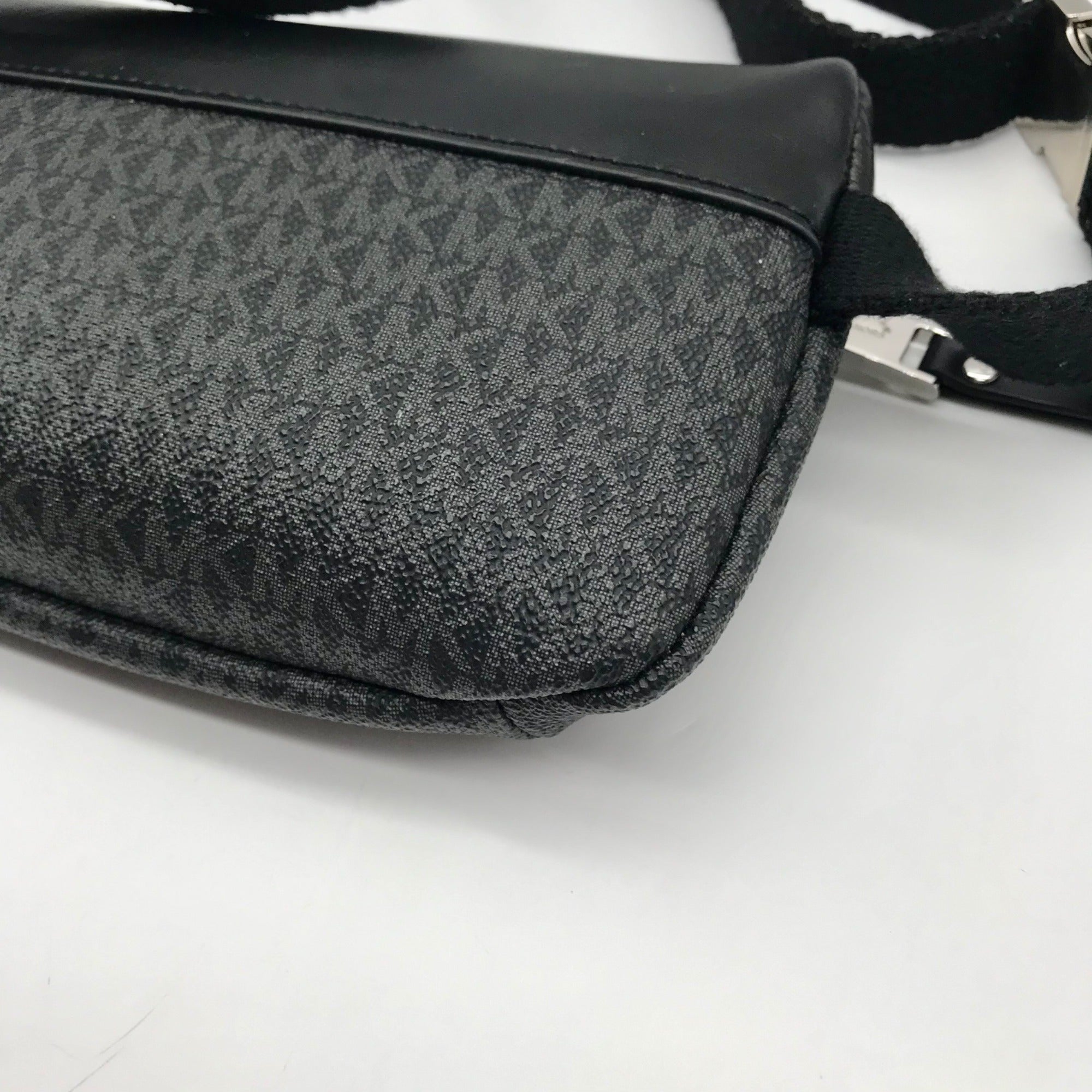 Michael Kors Black Coated Canvas &amp; Leather Monogram Fanny Pack