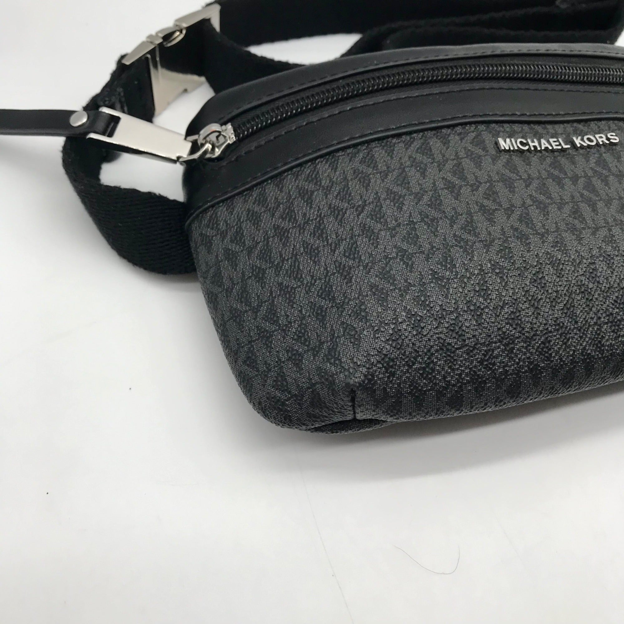 Michael Kors Black Coated Canvas &amp; Leather Monogram Fanny Pack
