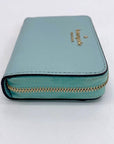 Kate Spade Darcy Sky Blue Pebbled Leather Zip Around Card Case