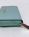 Kate Spade Darcy Sky Blue Pebbled Leather Zip Around Card Case