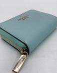 Kate Spade Darcy Sky Blue Pebbled Leather Zip Around Card Case