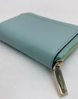 Kate Spade Darcy Sky Blue Pebbled Leather Zip Around Card Case