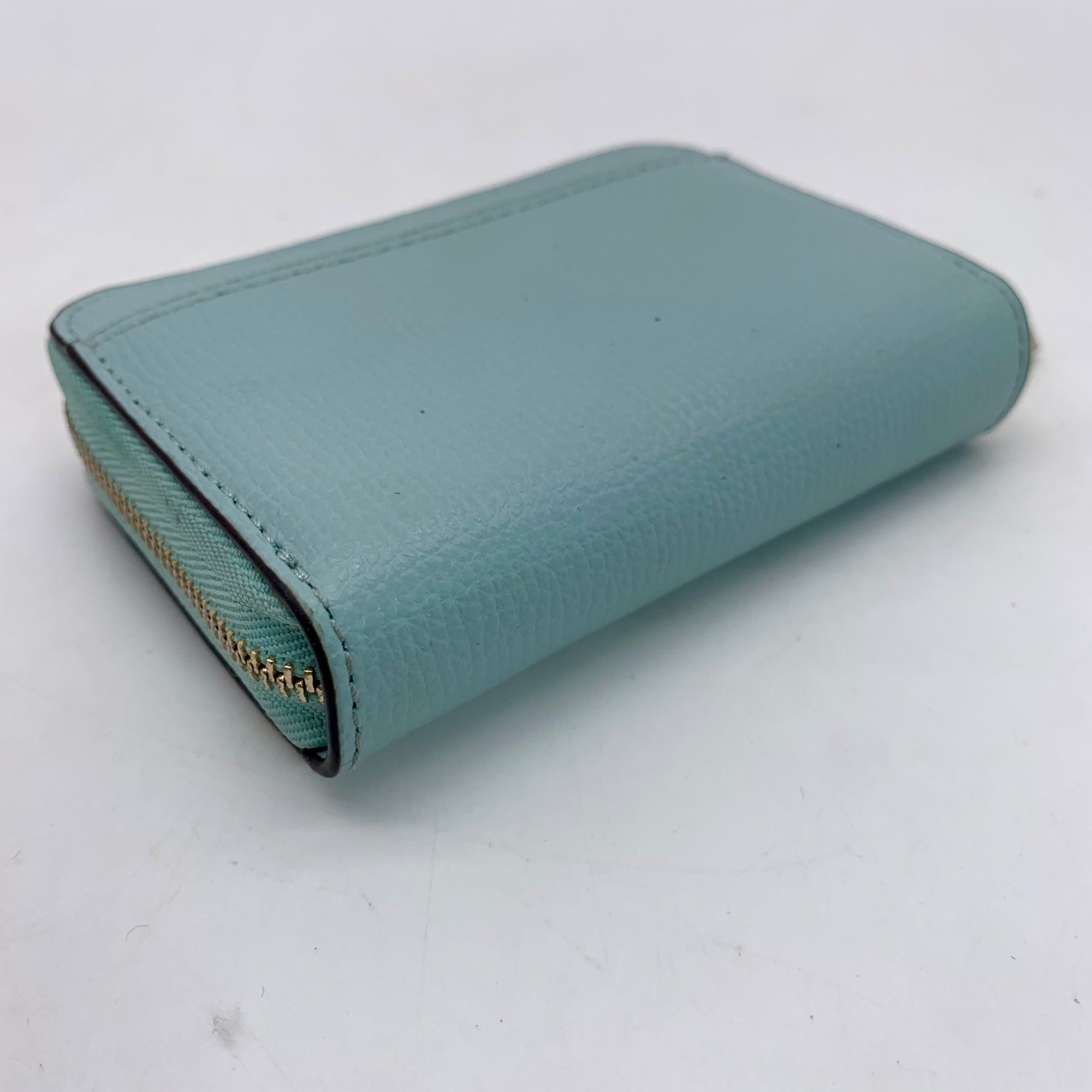 Kate Spade Darcy Sky Blue Pebbled Leather Zip Around Card Case