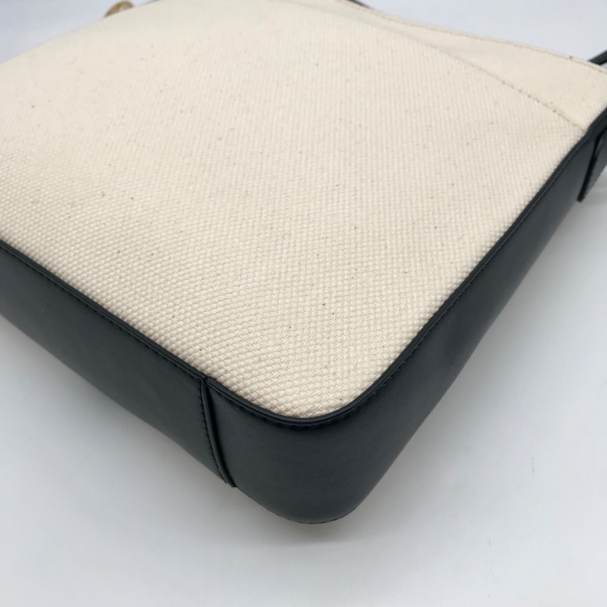 Michael Kors Beige Canvas &amp; Leather Messenger Stripe Crossbody Bag